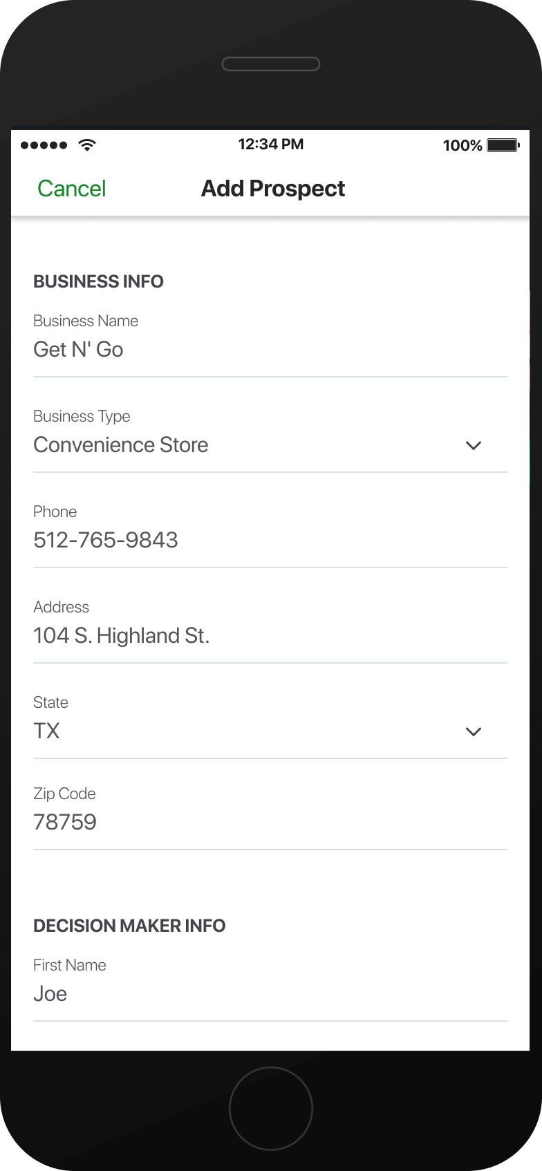 CPay Sales Assistant high-fidelity prototype — sales pipeline and deal tracking screen