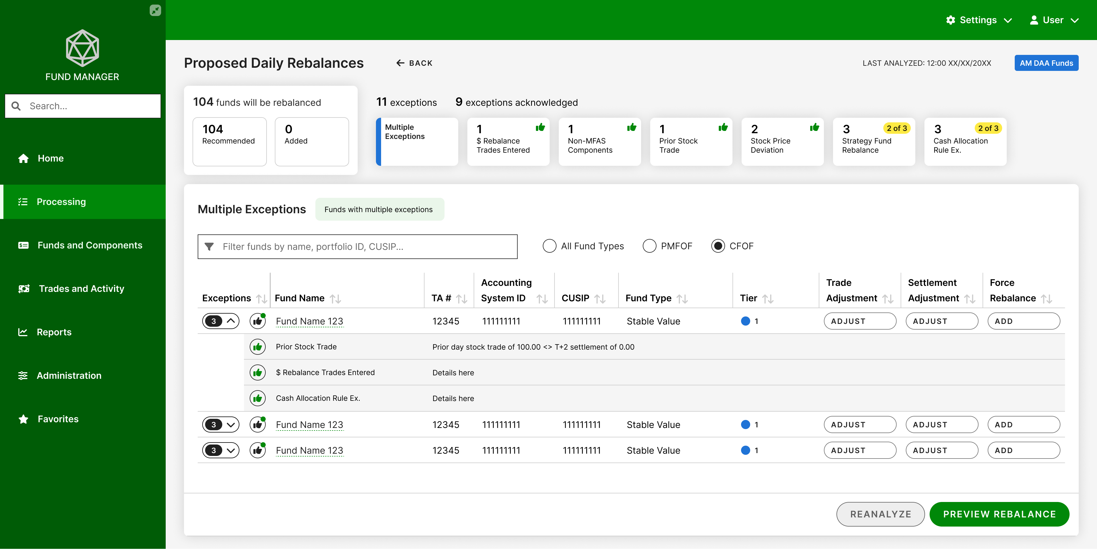 Fund Manager complex workflow redesigned as a user-friendly interface with clear progress indicators and precise multi-step interactions