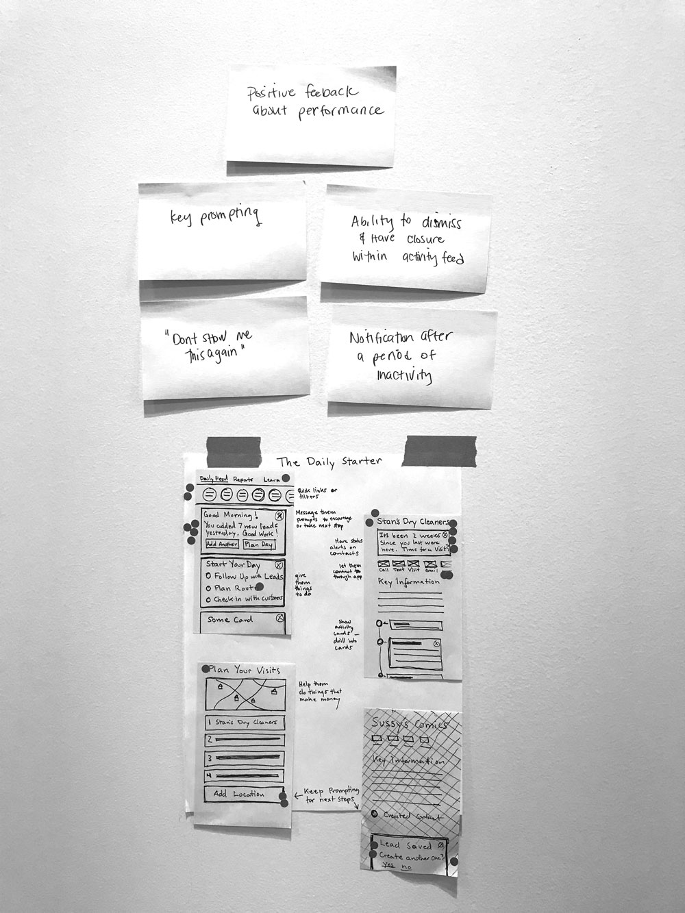 CPay sales assistant design sprint sketch — feature concept for prospect lookup and account details